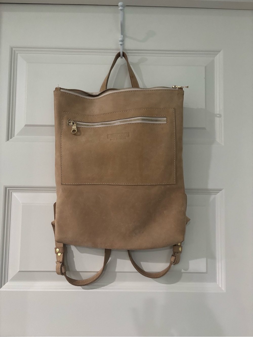 Leather Tan Everyday Backpack — Unbranded